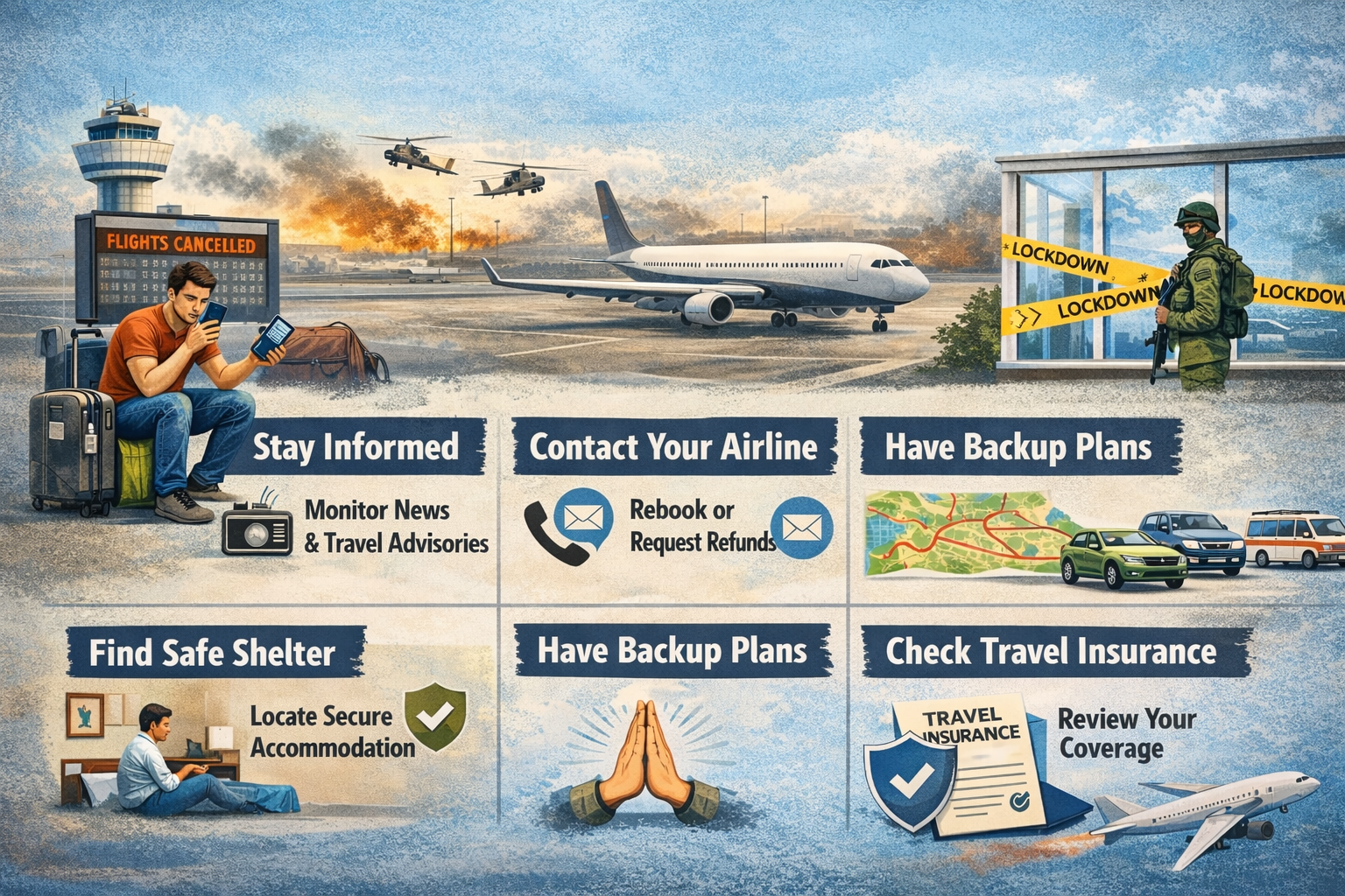 How to navigate airport lockdowns and flight cancellations during regional conflicts